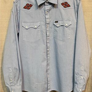Howler Brothers Light Blue Casual Shirt with Embroidery - Medium
